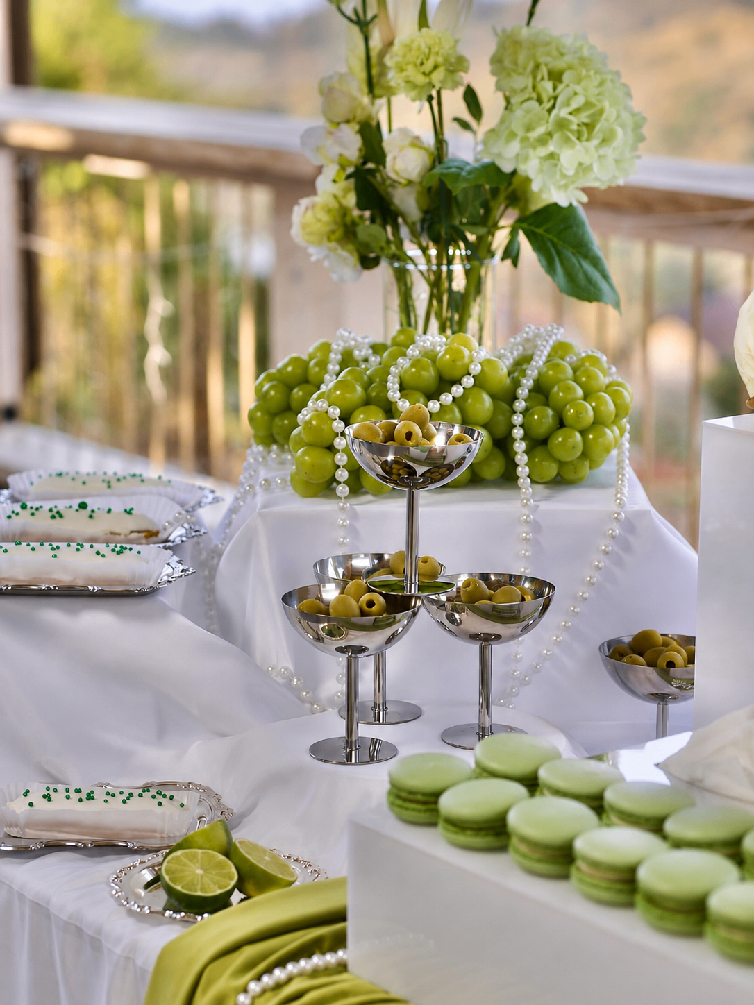 Green and pearl grazing display created by Events by Zara